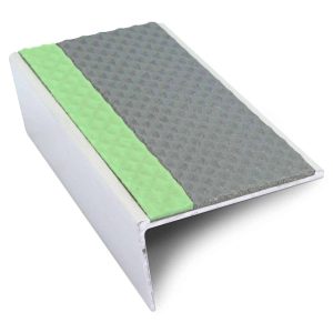 Aluminium Stair Nosing Asl02 Anti Slip Pvc Insert Dolphin Grey Tredsafe 246m