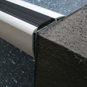 Anti Slip Stair Nosing   Aluminium 54 x 30mm NRE05   Aluminium With Rubber Insert 2.7m