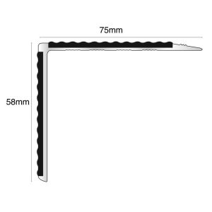 Anti Slip Stair Nosing NSL27 Tredsafe   Indoor/Outdoor 75mm x 58mm DDA Compliant Aluminium Edge Trim With PVC Insert