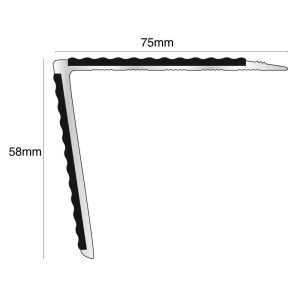 Anti Slip Stair Nosing NSL28 Tredsafe   Indoor/Outdoor 75mm x 58mm DDA Compliant Aluminium Edge Trim With PVC Insert