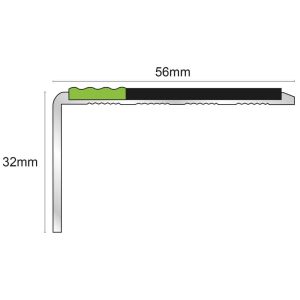 Anti Slip Stair Nosing ASL01 Aluminium Non Slip Edge Trim With PVC Insert 56x32mm