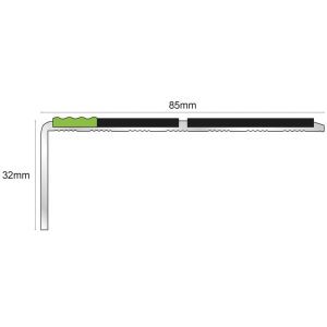 Anti Slip Stair Nosing ASL09 Aluminium Non Slip Edge Trim With PVC Insert 85x30mm