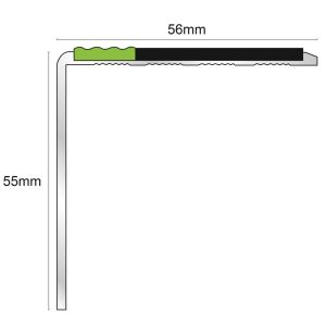 Anti Slip Stair Nosing ASL19 DDA Compliant Aluminium Non Slip Edge Trim With PVC Insert 56x55mm