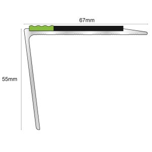 Anti Slip Stair Nosing ASL26 DDA Compliant Aluminium Non Slip Edge Trim With PVC Insert 67x55mm