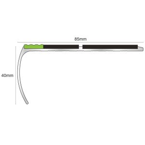 Anti Slip Stair Nosing ASL29 Aluminium Non Slip Edge Trim With PVC Insert 87x40mm