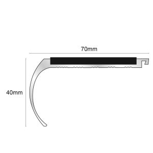 Anti Slip Stair Nosing   Aluminium 70 x 40mm NHD07