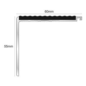 Anti Slip Stair Nosing   Aluminium 60 x 55mm NHD17 Tredsafe   Indoor/Outdoor