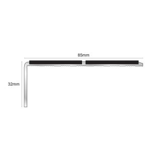 Anti Slip Stair Nosing 85 x 32mm NSL09 Aluminium Edge Trim With PVC Insert