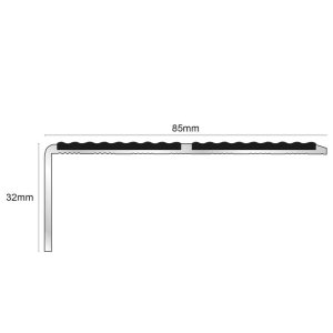 Anti Slip Stair Nosing 85 x 32mm NSL09 Tredsafe   Indoor/Outdoor Aluminium Edge Trim With PVC Insert