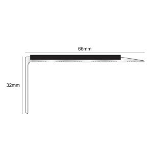 Anti Slip Stair Nosing 66 x 32mm NSL15 Aluminium Edge Trim With PVC Insert