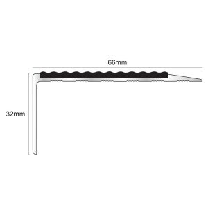 Anti Slip Stair Nosing 66 x 32mm NSL15 Tredsafe   Indoor/Outdoor Aluminium Edge Trim With PVC Insert
