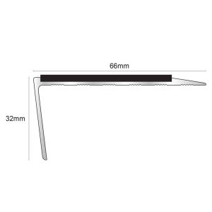 Anti Slip Stair Nosing 66 x 32mm NSL16 Aluminium Edge Trim With PVC Insert Rakeback