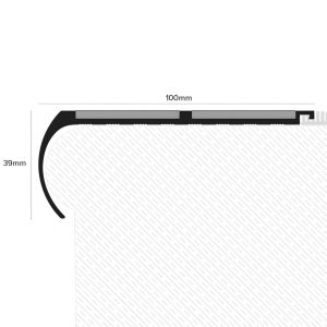 aluminium stair nosing 100 x 39mm nhd13 bullnose pvc insert heavy duty