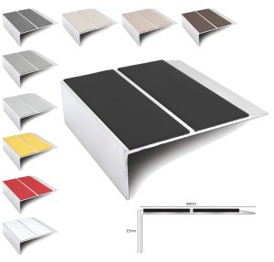 NSL30 90mm x 32mm Aluminium stair nosings in various colours and dimensions.