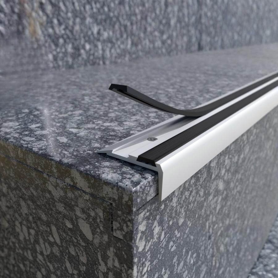 anti slip stair nosing 35 x 19.5mm anodised aluminium rubber edge trim with inserts
