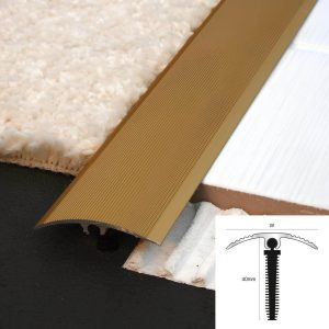 Gold carpet edge trim with cross-section diagram.