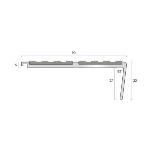 AN52R Aluminium Stair Nosing 5mm Raked Double Channel 90x32mm