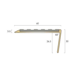 cat bn15r brass stair nosing raked back 60x30mm slimline single channel insert