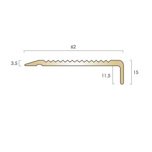 CAT BN1SLR15 Brass Stair Nosing 62mm Anti-Slip Square Riser