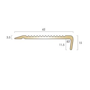 CAT BN1SLR15R Brass Stair Nosing 62mm Slip Resistant Ramped Back