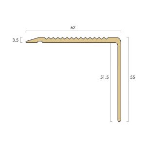 CAT BN1SLR/55 Brass Stair Nosing 62x55mm Ramped Edge Slip Resistant