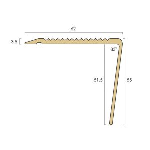 CAT BN1SLR/55R Brass Stair Nosing 62x55mm Raked Slip-Resistant
