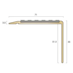CAT BN71/55SLR Brass Stair Nosing 71x55mm Square Front Slimline