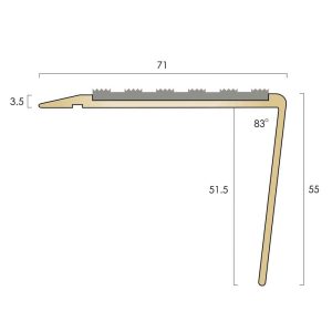 cat bn71/55slr r brass stair nosing 71x55mm raked back single channel