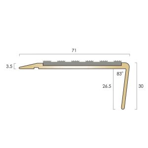 cat bn71slr r brass stair nosing 71mm raked back single channel insert