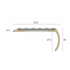 cat bn14 brass stair nosing 63.5mm bullnose single channel insert slip resistant
