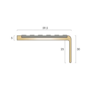 cat bn5 brass stair nosing 59.5mm single channel square front insert slip resistant